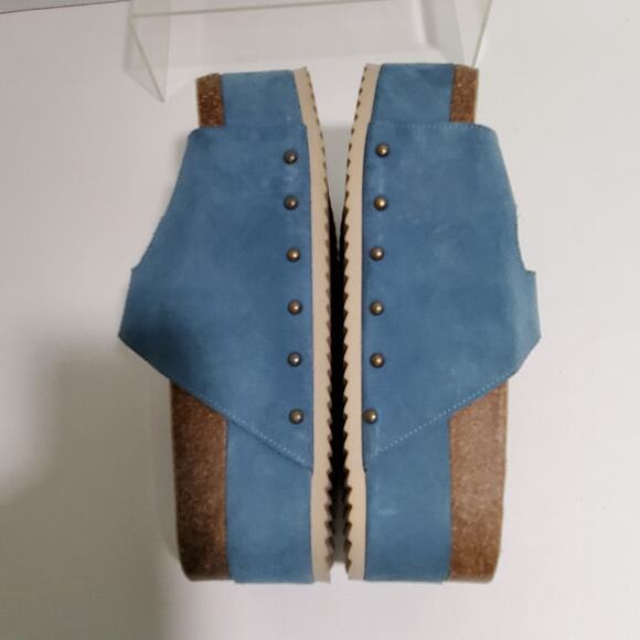 Free People Intentionally Blank Sandals Womens 9.5-10 EU 40 Blue Cork Flatform - Picture 7 of 16